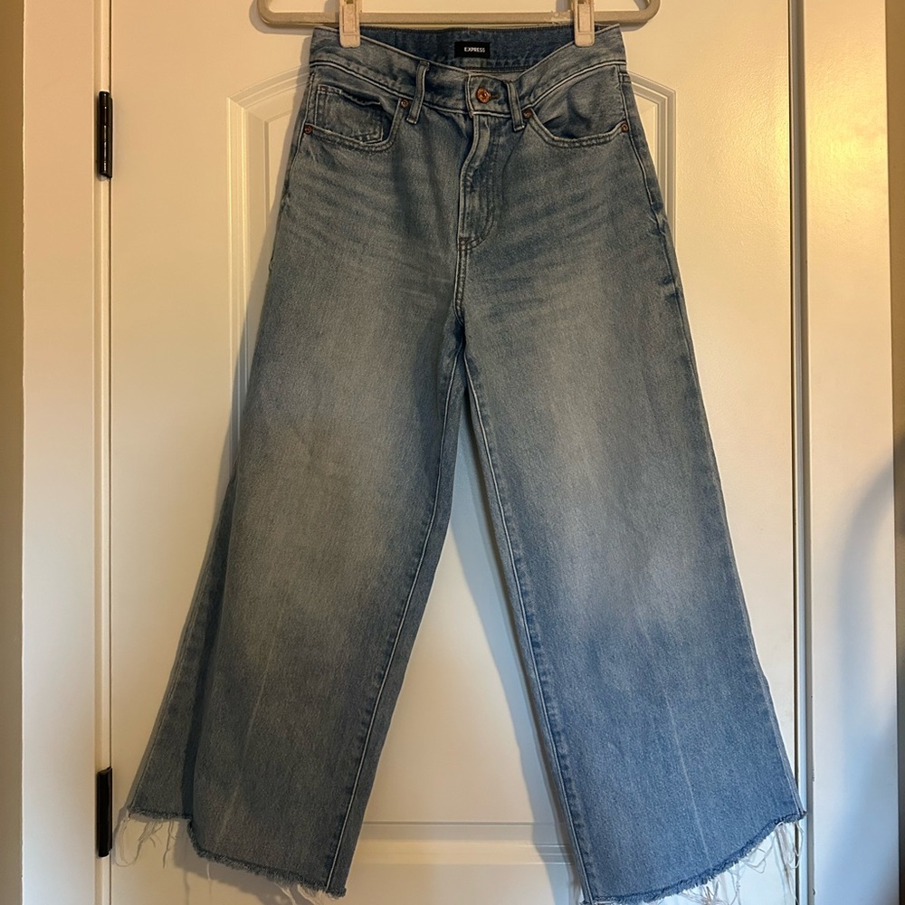 Wide leg high rise express jeans